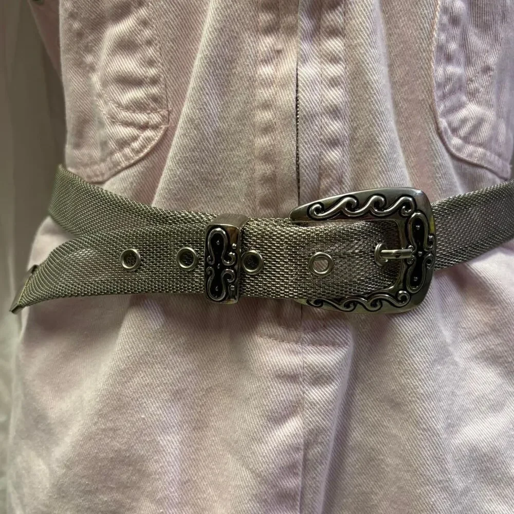 Y2K Festival Rave Cottagecore Western Cowgirl Metal Belt with silver buckle